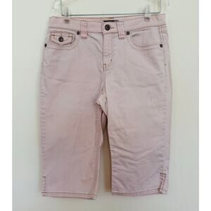 Liz Claiborne axcess Cotton Spandex Pale Pink Denim Bermuda Long Shorts Sz 4 VTG